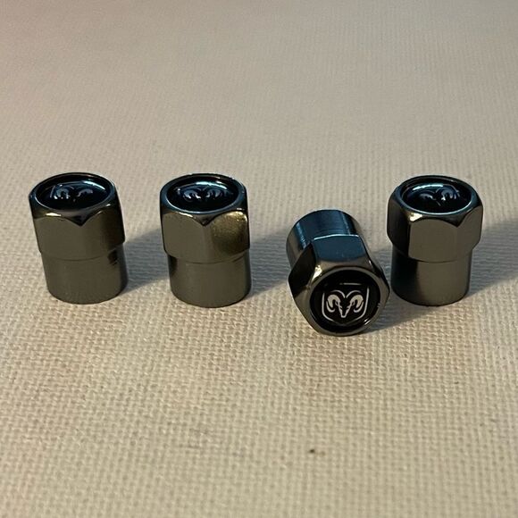 Dodge Logo Valve Stem Caps in Gray set of 4 NWT - Picture 3 of 4
